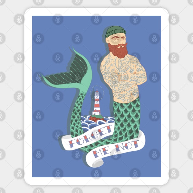 MERMAN Magnet by MAYRAREINART